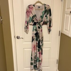 Express, Floral Maxi Dress with Knot Detail, Size Medium